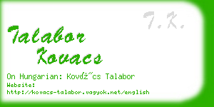 talabor kovacs business card